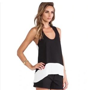 BCBGMaxAzria Cutout Black and White Loose Fit Tank Top XS